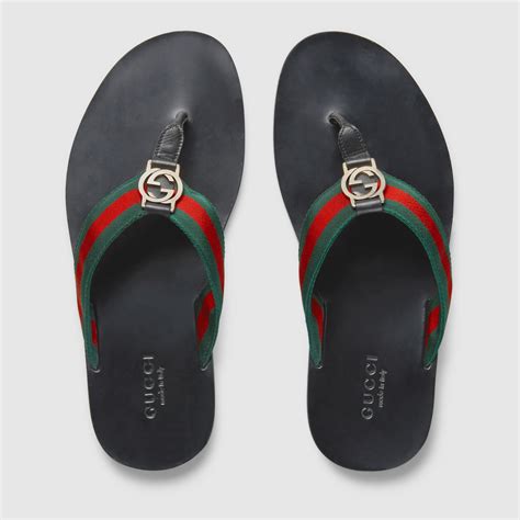 gucci men's thong sandal with web|gucci men's slip on sandal.